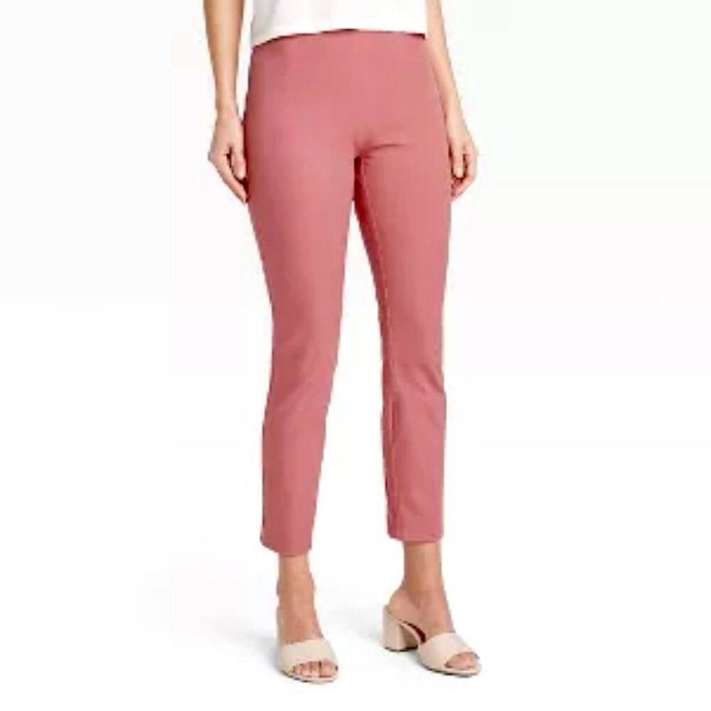 A New Day Office Mid-Rise Skinny Ankle Pants in Mauve Blossom Pink, Size 12